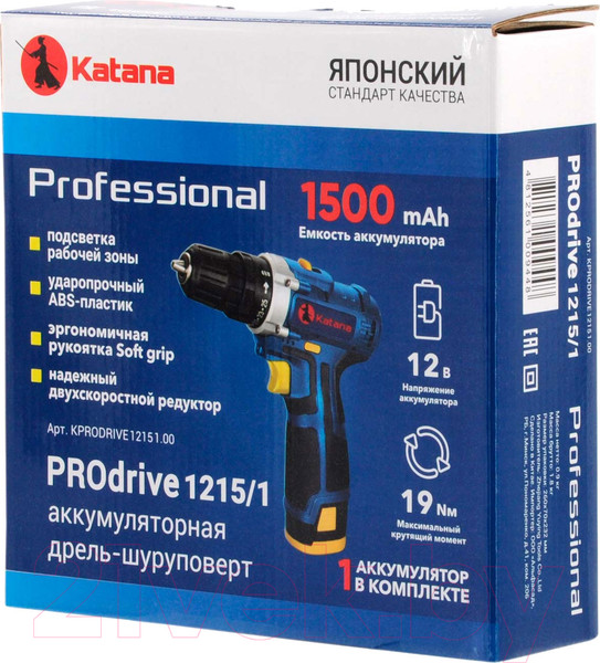 Изображение товара Аккумуляторная дрель-шуруповерт Katana Prodrive 1215/1