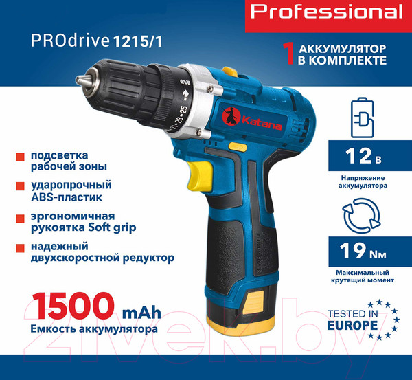 Изображение товара Аккумуляторная дрель-шуруповерт Katana Prodrive 1215/1
