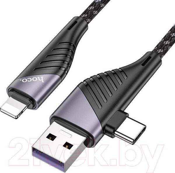 Изображение товара Кабель Hoco U95 2в1 Type-C to Lightning (1.2м, черный)