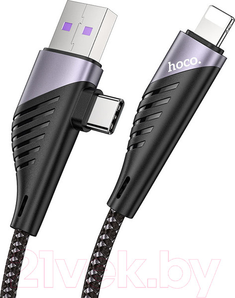 Изображение товара Кабель Hoco U95 2в1 Type-C to Lightning (1.2м, черный)