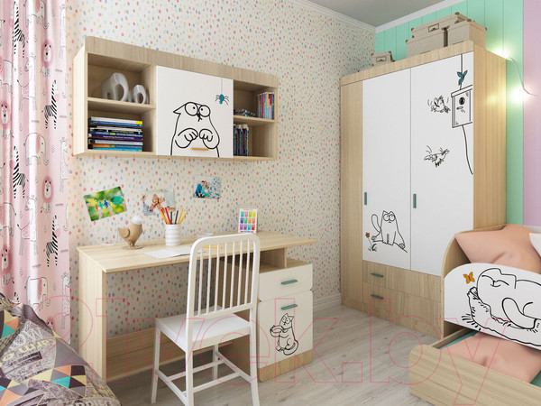 Изображение товара Комплект мебели для спальни Аквилон Кот (туя светлая/белый)