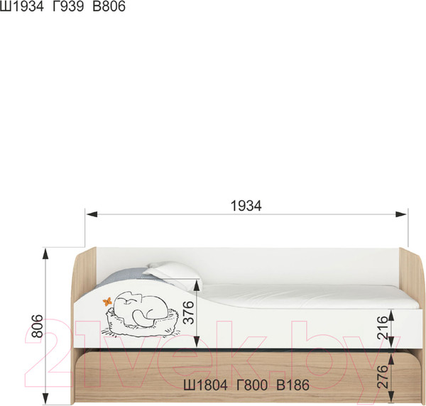 Изображение товара Комплект мебели для спальни Аквилон Кот (туя светлая/белый)