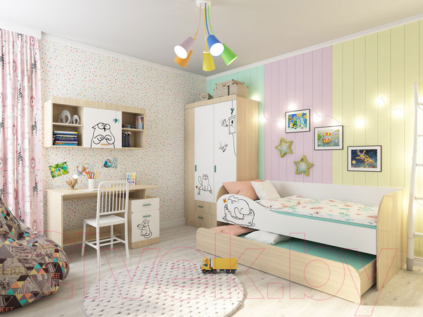 Изображение товара Комплект мебели для спальни Аквилон Кот (туя светлая/белый)