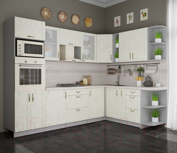 Изображение товара Кухонный гарнитур Интерлиния Мила Крафт 1.88x2.8 правая (дуб снежный)