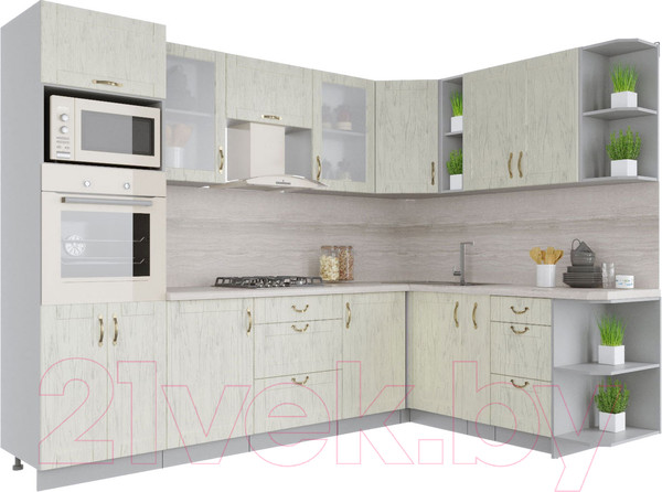 Изображение товара Кухонный гарнитур Интерлиния Мила Крафт 1.88x2.8 правая (дуб снежный)