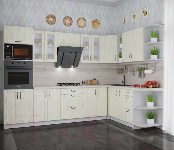 Изображение товара Кухонный гарнитур Интерлиния Мила Крафт 1.88x3.0 правая (дуб снежный)