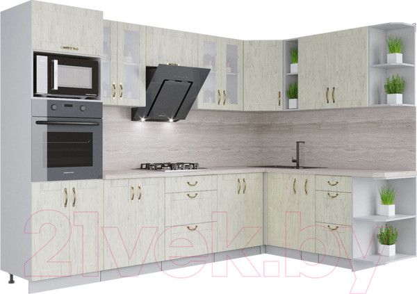 Изображение товара Кухонный гарнитур Интерлиния Мила Крафт 1.88x3.0 правая (дуб снежный)