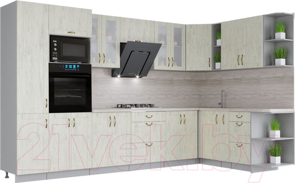 Изображение товара Кухонный гарнитур Интерлиния Мила Крафт 1.88x3.4 правая (дуб снежный)