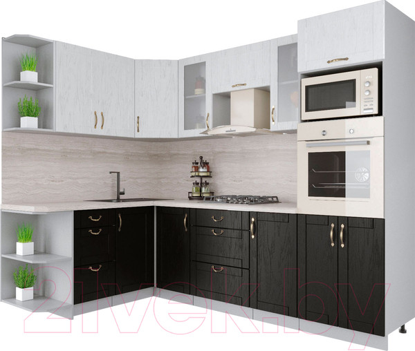 Изображение товара Кухонный гарнитур Интерлиния Мила Крафт 1.68x2.6 левая (дуб английский/дуб полярный)