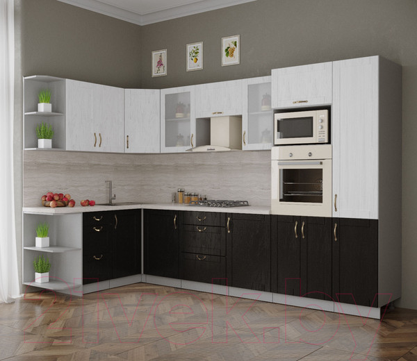 Изображение товара Кухонный гарнитур Интерлиния Мила Крафт 1.68x3.2 левая (дуб английский/дуб полярный)