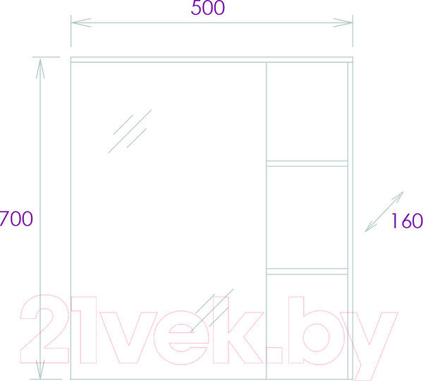 Изображение товара Шкаф с зеркалом для ванной Onika Легран 50.00У (205022)