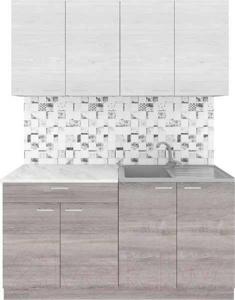 Изображение товара Кухонный гарнитур Агута Альфа 1.6 (дуб пепельный/скандинавское дерево/опал светлый)