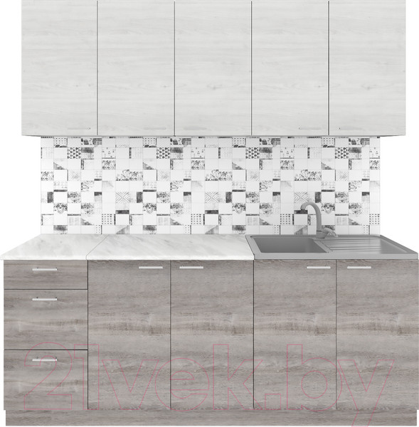 Изображение товара Кухонный гарнитур Агута Альфа 2.0 (дуб пепельный/скандинавское дерево/опал светлый)