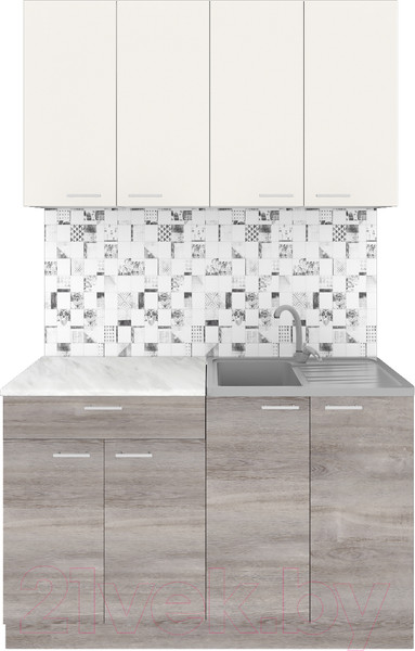 Изображение товара Кухонный гарнитур Агута Альфа 1.2 (дуб пепельный/сатин/опал светлый)