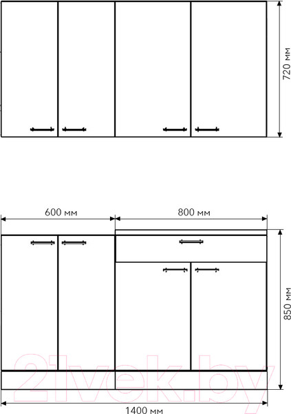 Изображение товара Кухонный гарнитур Агута Альфа 1.4 (дуб пепельный/сатин/опал светлый)