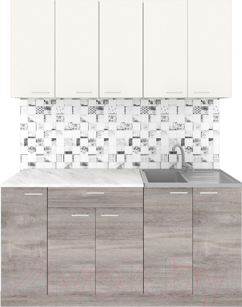 Изображение товара Кухонный гарнитур Агута Альфа 1.5 (дуб пепельный/сатин/опал светлый)