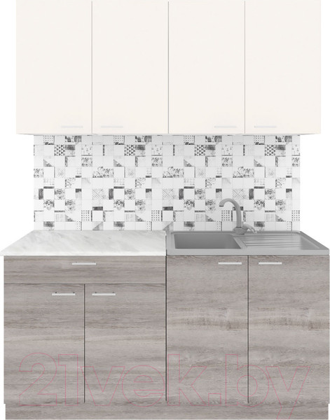 Изображение товара Кухонный гарнитур Агута Альфа 1.6 (дуб пепельный/сатин/опал светлый)