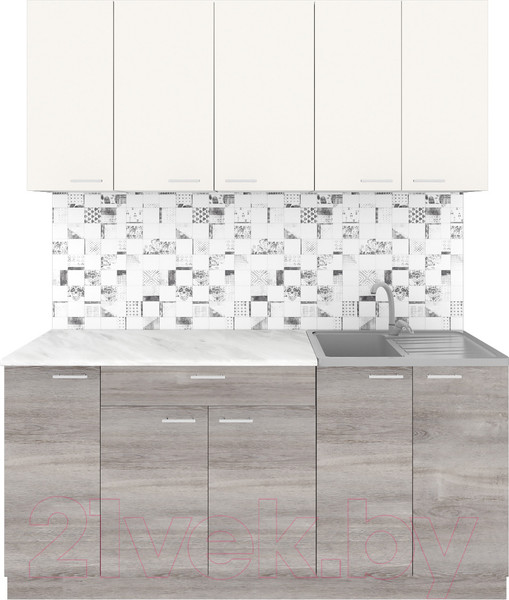 Изображение товара Кухонный гарнитур Агута Альфа 1.7 (дуб пепельный/сатин/опал светлый)