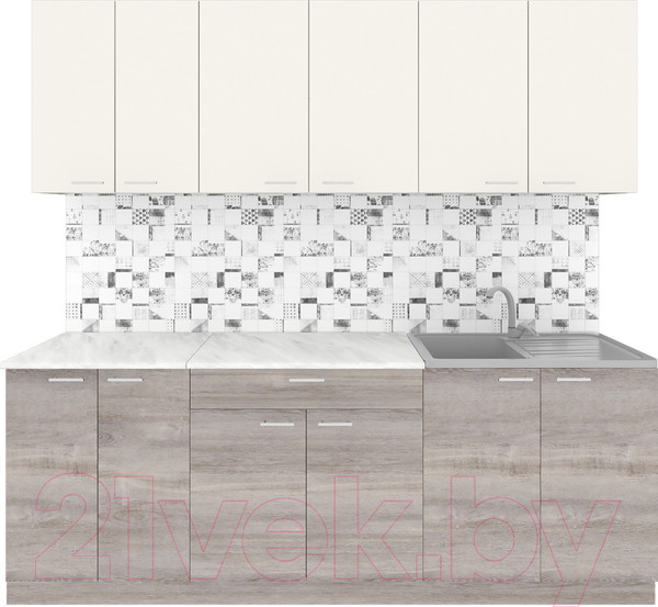 Изображение товара Кухонный гарнитур Агута Альфа 2.2 (дуб пепельный/сатин/опал светлый)