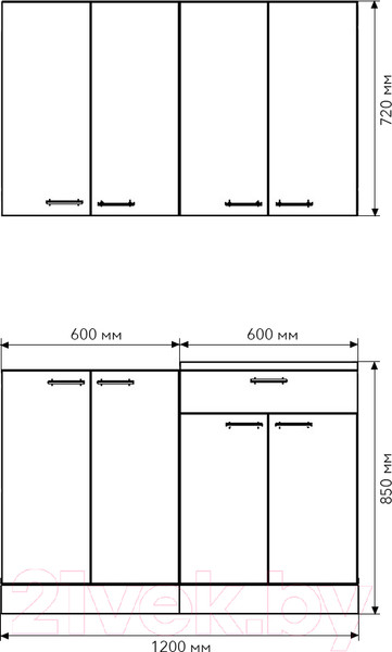 Изображение товара Кухонный гарнитур Агута Альфа 1.2 (дуб темный/дуб светлый/опал светлый)