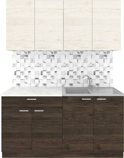 Изображение товара Кухонный гарнитур Агута Альфа 1.6 (дуб темный/дуб светлый/опал светлый)