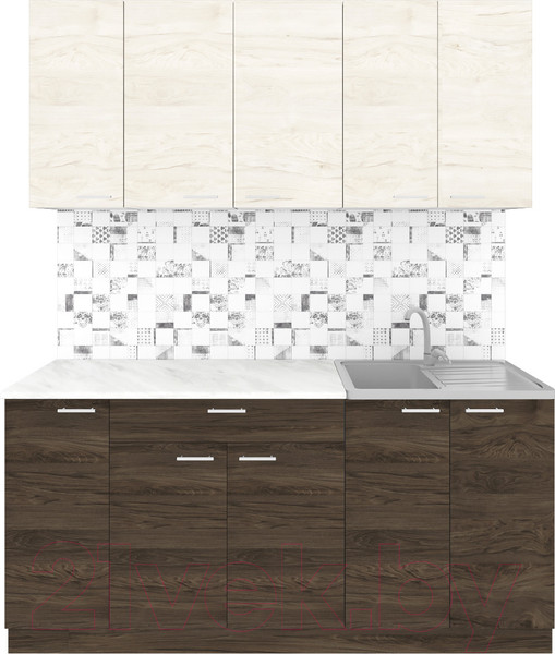 Изображение товара Кухонный гарнитур Агута Альфа 1.7 (дуб темный/дуб светлый/опал светлый)