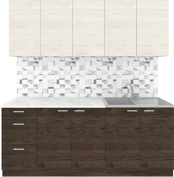 Изображение товара Кухонный гарнитур Агута Альфа 2.0 (дуб темный/дуб светлый/опал светлый)