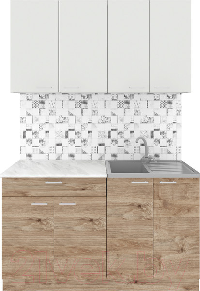 Изображение товара Кухонный гарнитур Агута Альфа 1.4 (дуб золотой/холодный серый/опал светлый)