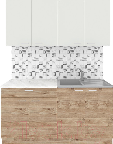 Изображение товара Кухонный гарнитур Агута Альфа 1.6 (дуб золотой/холодный серый/опал светлый)