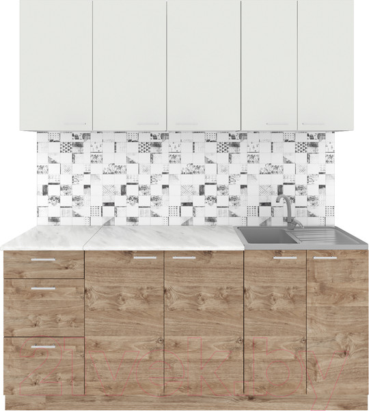 Изображение товара Кухонный гарнитур Агута Альфа 1.8 (дуб золотой/холодный серый/опал светлый)