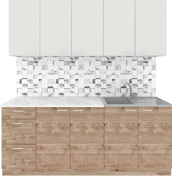 Изображение товара Кухонный гарнитур Агута Альфа 2.0 (дуб золотой/холодный серый/опал светлый)