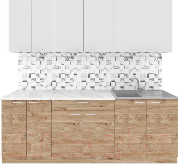 Изображение товара Кухонный гарнитур Агута Альфа 2.2 (дуб золотой/холодный серый/опал светлый)