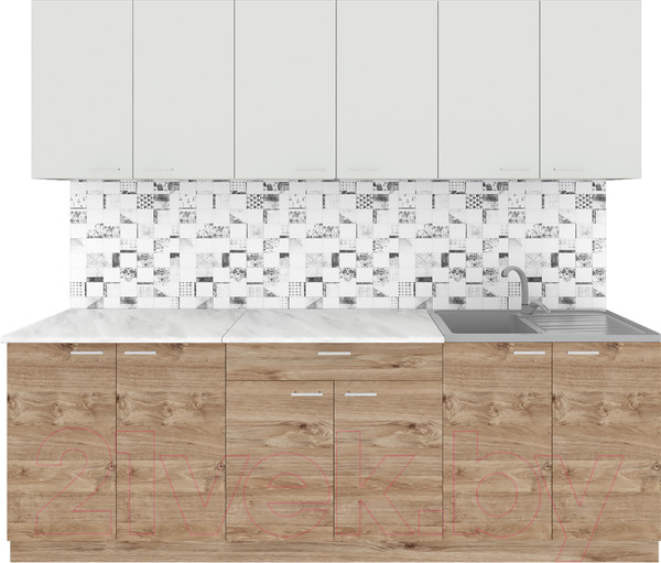 Изображение товара Кухонный гарнитур Агута Альфа 2.4 (дуб золотой/холодный серый/опал светлый)