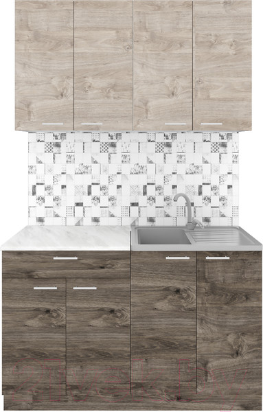 Изображение товара Кухонный гарнитур Агута Альфа 1.2 (дуб эспрессо/дуб винтажный/опал светлый)