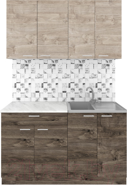 Изображение товара Кухонный гарнитур Агута Альфа 1.4 (дуб эспрессо/дуб винтажный/опал светлый)