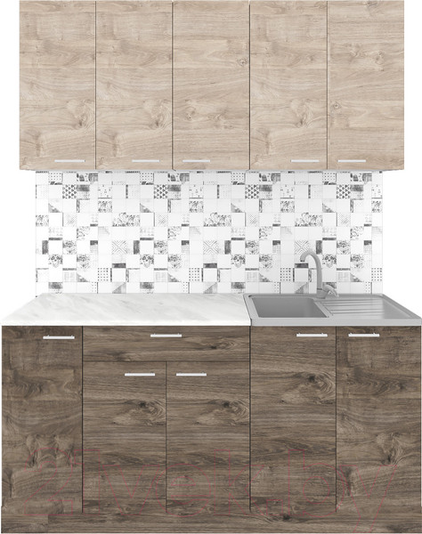 Изображение товара Кухонный гарнитур Агута Альфа 1.5 (дуб эспрессо/дуб винтажный/опал светлый)