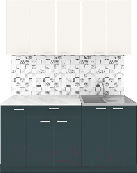 Изображение товара Кухонный гарнитур Агута Альфа 1.5 (бензин/сатин/опал светлый)