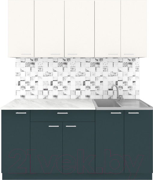 Изображение товара Кухонный гарнитур Агута Альфа 1.7 (бензин/сатин/опал светлый)