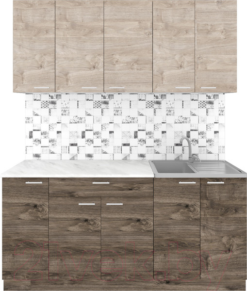 Изображение товара Кухонный гарнитур Агута Альфа 1.7 (дуб эспрессо/дуб винтажный/опал светлый)