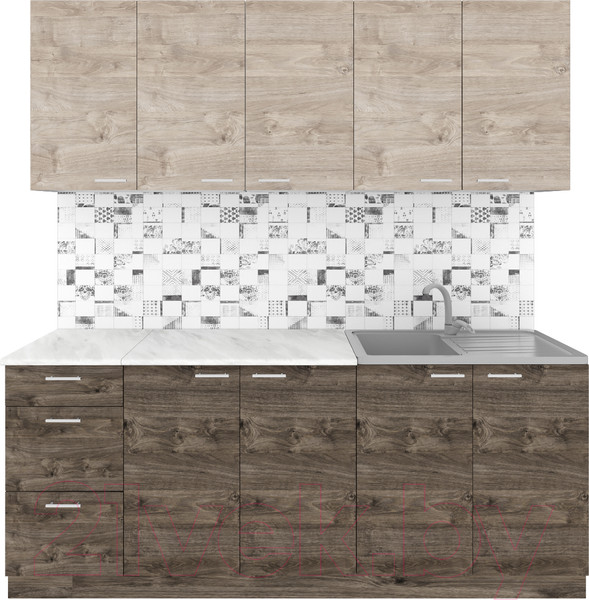 Изображение товара Кухонный гарнитур Агута Альфа 2.0 (дуб эспрессо/дуб винтажный/опал светлый)