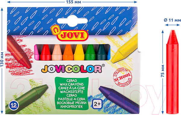 Изображение товара Восковые мелки Jovi Круглые / 980/12 (12цв)