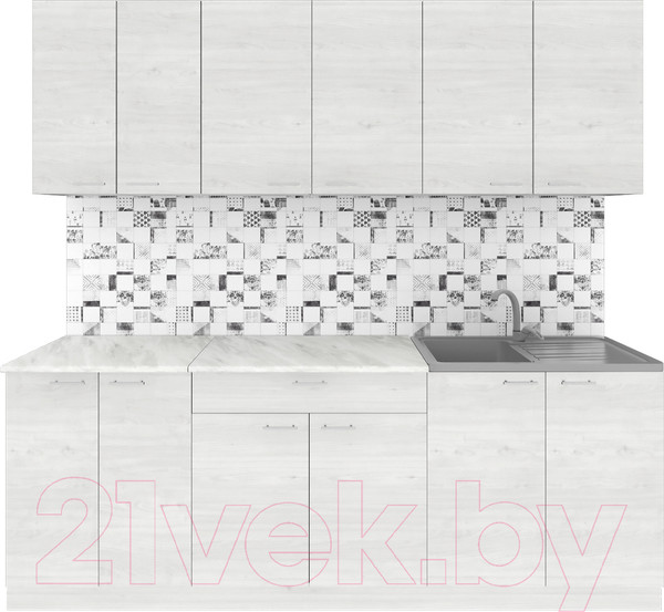 Изображение товара Кухонный гарнитур Агута Альфа 2.2 (скандинавское дерево/скандинавское дерево/опал светлый)