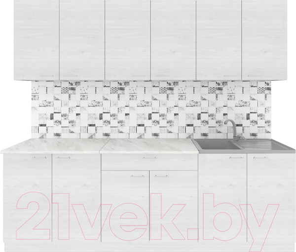 Изображение товара Кухонный гарнитур Агута Альфа 2.4 (скандинавское дерево/скандинавское дерево/опал светлый)