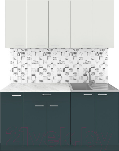 Изображение товара Кухонный гарнитур Агута Альфа 1.5 (бензин/холодный серый/опал светлый)