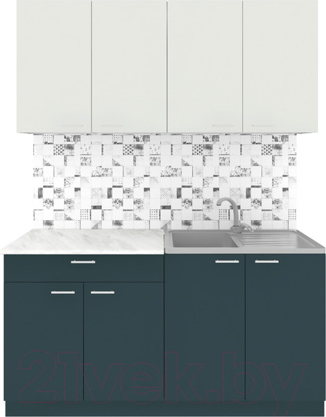 Изображение товара Кухонный гарнитур Агута Альфа 1.6 (бензин/холодный серый/опал светлый)