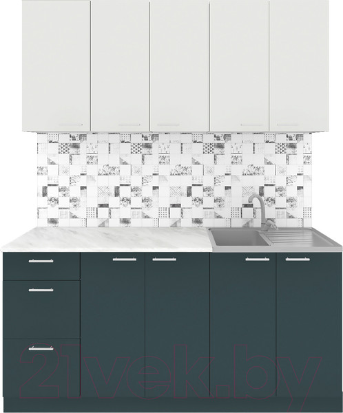 Изображение товара Кухонный гарнитур Агута Альфа 1.6/60 (бензин/холодный серый/опал светлый)