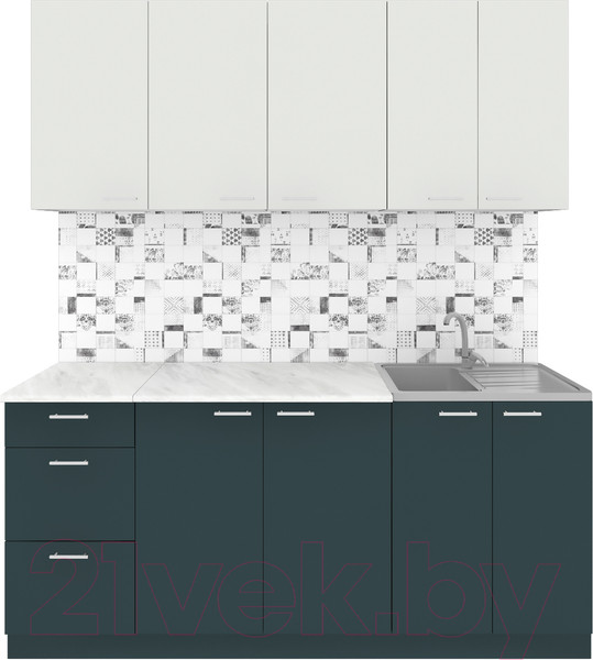 Изображение товара Кухонный гарнитур Агута Альфа 1.8 (бензин/холодный серый/опал светлый)