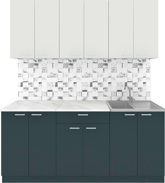 Изображение товара Кухонный гарнитур Агута Альфа 1.8/60 (бензин/холодный серый/опал светлый)