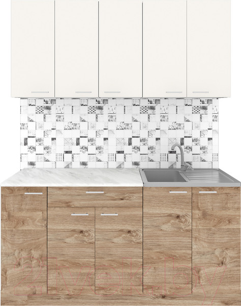 Изображение товара Кухонный гарнитур Агута Альфа 1.5 (дуб золотой/сатин/опал светлый)