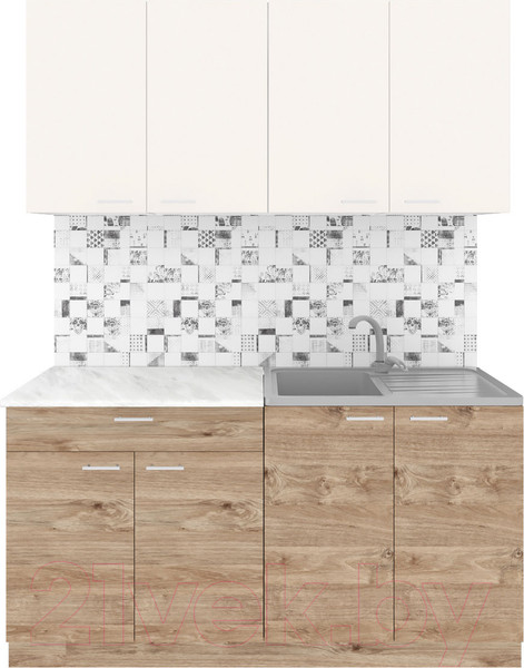 Изображение товара Кухонный гарнитур Агута Альфа 1.6 (дуб золотой/сатин/опал светлый)